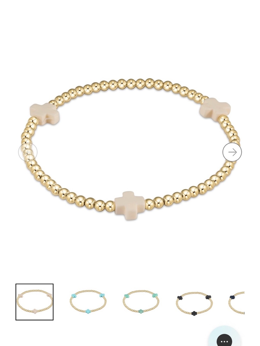 enewton Gold Bead Bracelet with Cream Cross Accents